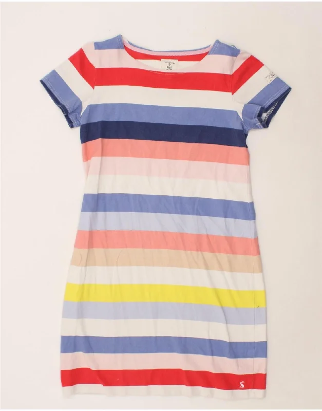 JOULES Womens T-Shirt Dress UK 16 Large  Multicoloured Striped Cotton