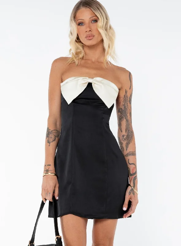 Kesy Bow Tie Mini Dress Black Tall