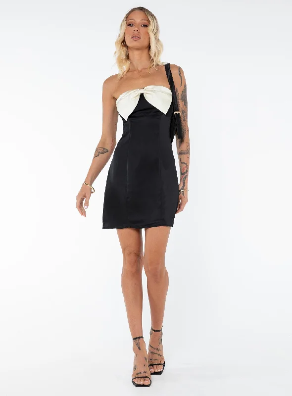 Kesy Bow Tie Mini Dress Black Tall