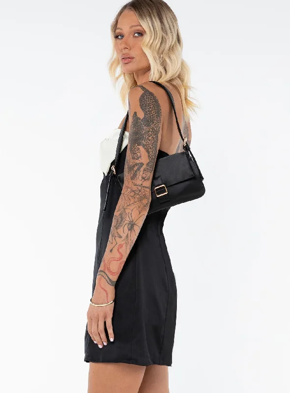 Kesy Bow Tie Mini Dress Black Tall