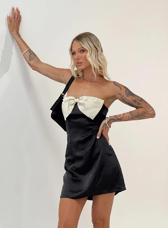 Kesy Bow Tie Mini Dress Black Tall