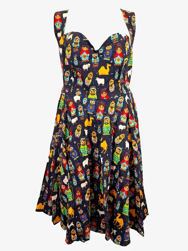 Laurina Jean Retro Russian Doll Retro A-line Midi Dress Size 24