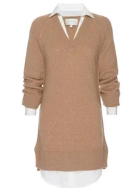 Looker Layered V-Neck Dress in Camel