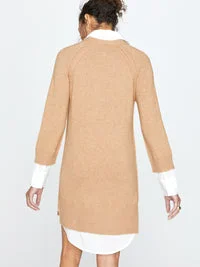 Looker Layered V-Neck Dress in Camel