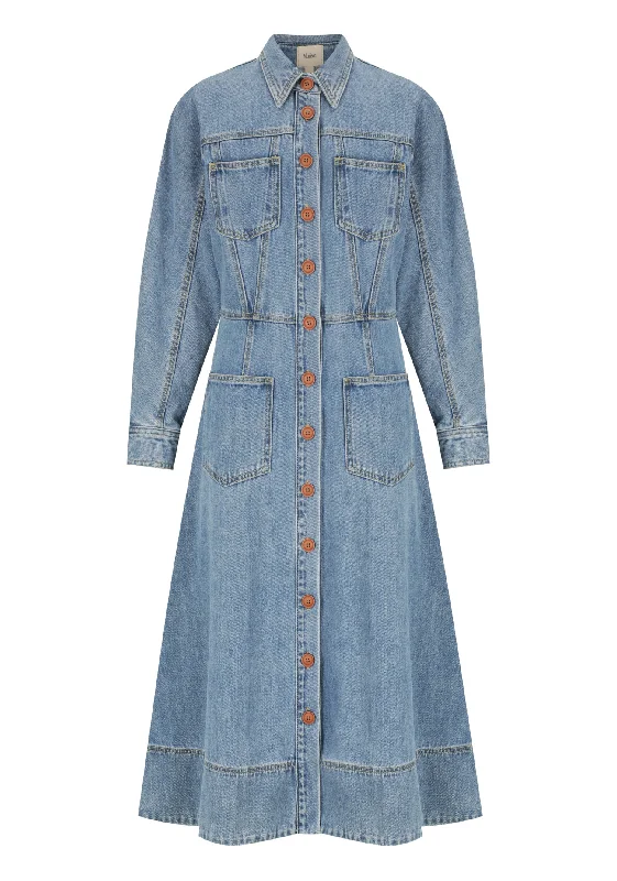 MORRISON ELTON LONG SLEEVE DENIM DRESS - BLUE