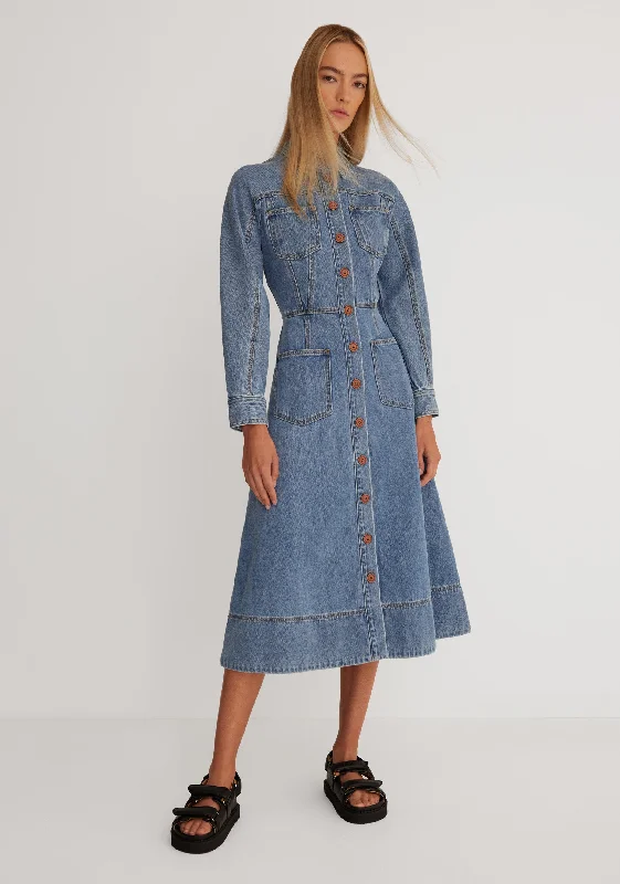 MORRISON ELTON LONG SLEEVE DENIM DRESS - BLUE