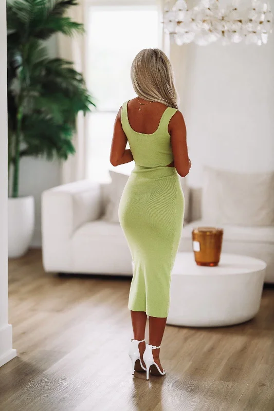 Need Your Loving Knit Midi Dress - Lime