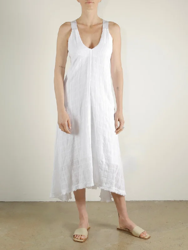 Dahlia Trapeze Dress in Gossamer Check - White