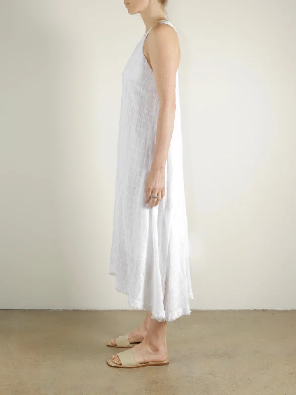 Dahlia Trapeze Dress in Gossamer Check - White