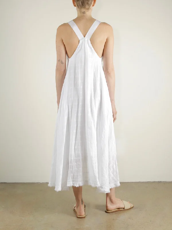 Dahlia Trapeze Dress in Gossamer Check - White