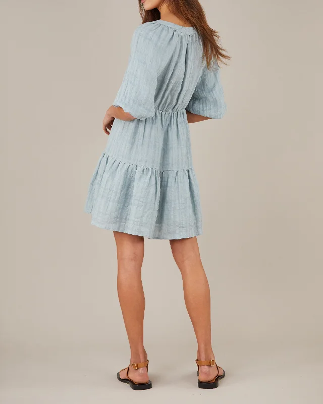 Pila Linen Mini Dress - Duckegg