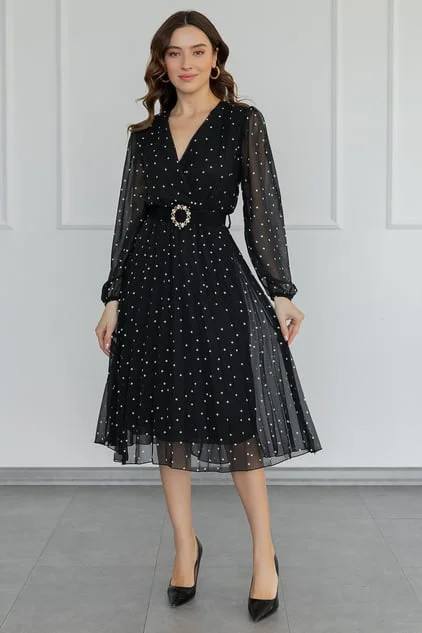 Polka Dot Chiffon Dress REF : BDW065ELB0013100