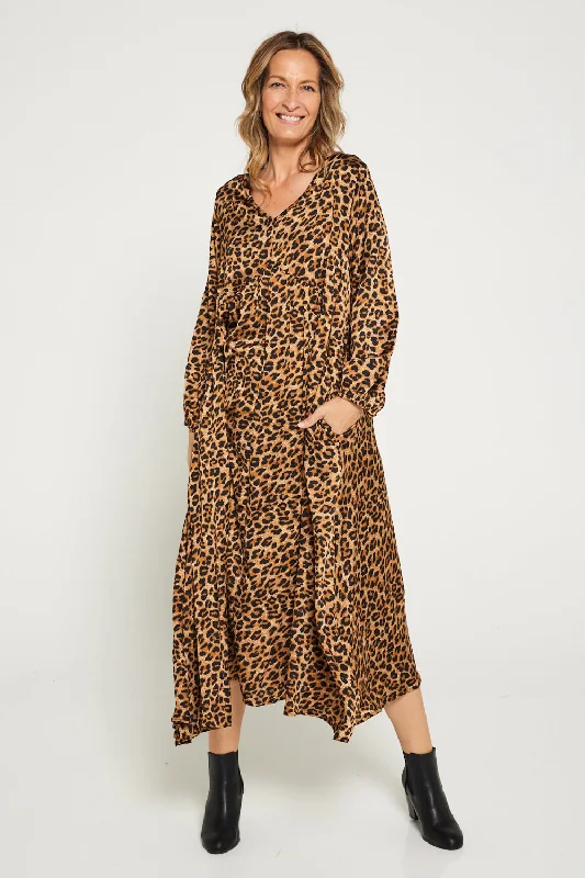 Reya Dress - Golden Leopard