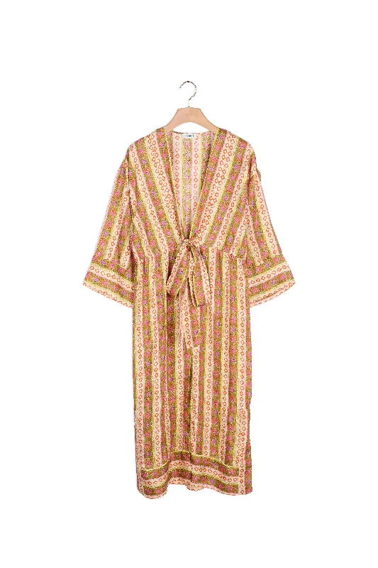 Robe caftan imprimé Flower Stripes