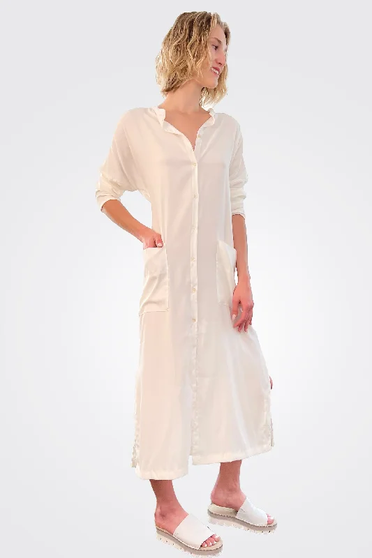 Silk Shirt Dress - Natural