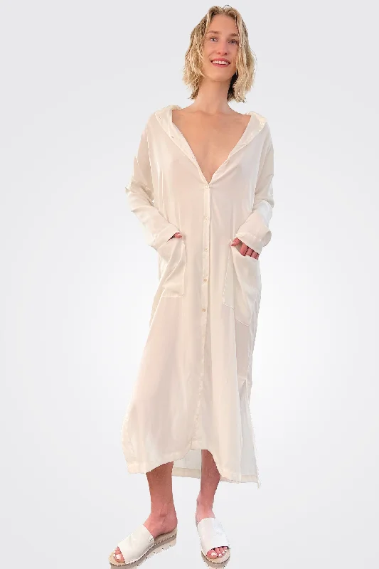 Silk Shirt Dress - Natural