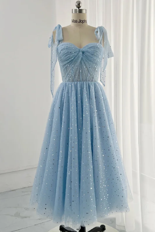 Sweetheart Tulle Midi Prom Dress with Removable Straps