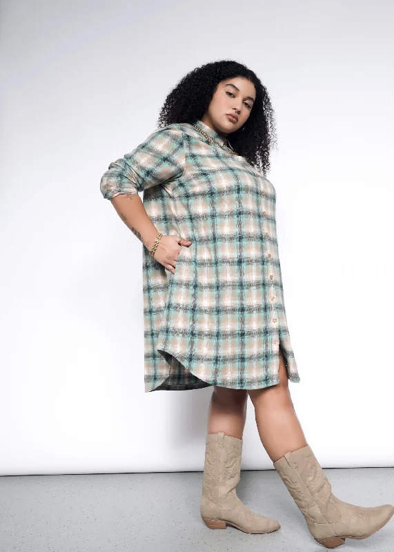 The Essential Flannel Long Sleeve Shirt Dress