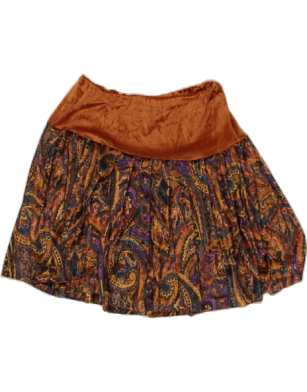 VINTAGE Womens Circle Skirt W28 Medium Brown Paisley