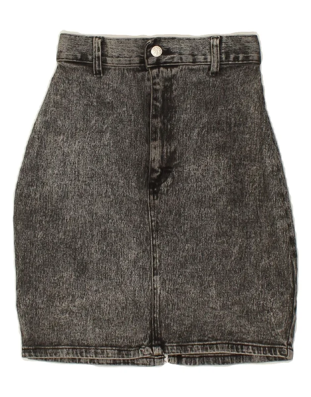 VINTAGE Womens High Waist Denim Skirt W24 Small Grey