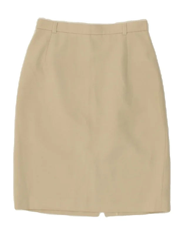 VINTAGE Womens Pencil Skirt UK 8 Small W24 Beige Polyester