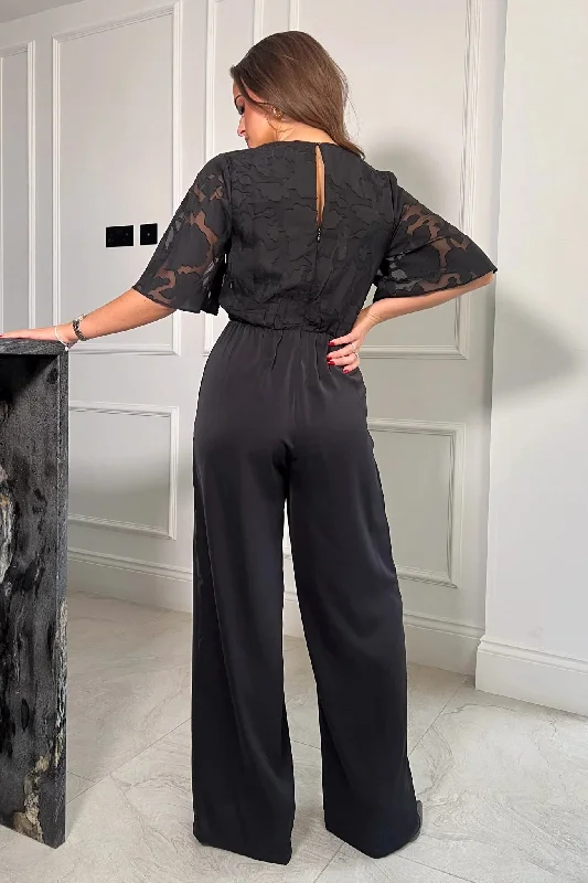 VIOLA LACE TIE JUMPSUIT BLACK