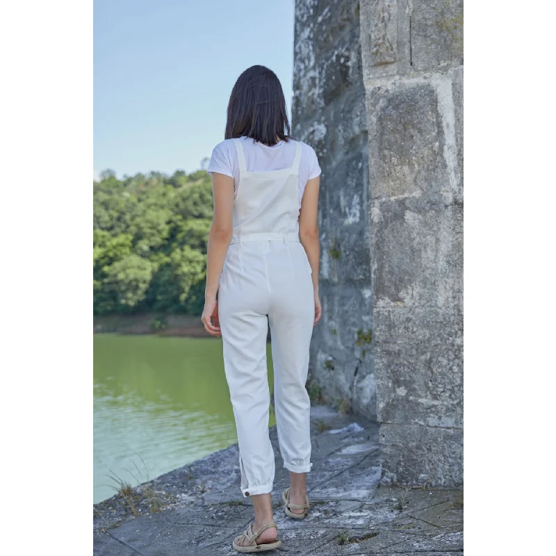 White Dungaree Denim Jumpsuit