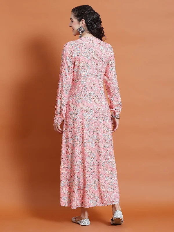 Women Pink Floral Print Dress