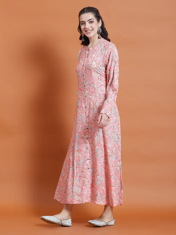 Women Pink Floral Print Dress