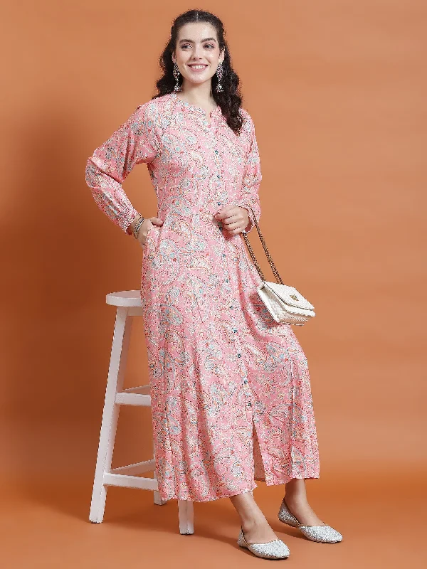 Women Pink Floral Print Dress