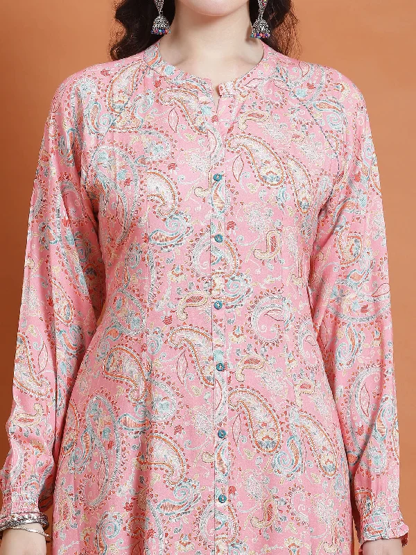 Women Pink Floral Print Dress