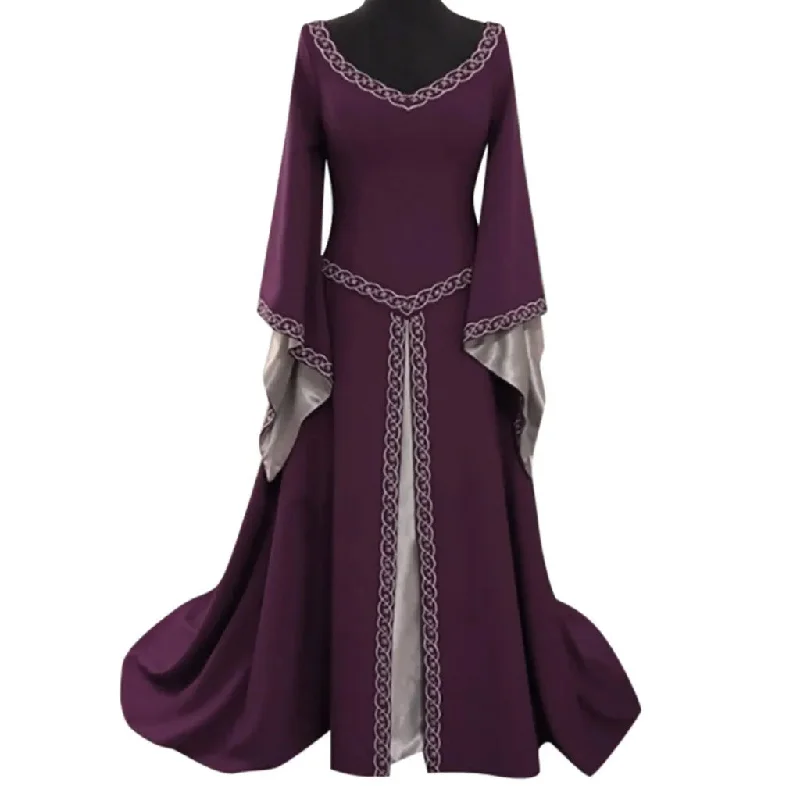 Znbbw Summer Vintage Medieval Cosplay Dress Women's Renaissance Victoria Steampunk Gothic Dress Elegant Princess Dress