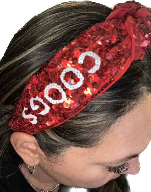 U of H Red Sequin Knotted Headband no