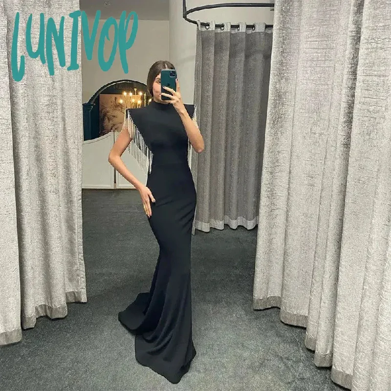 Lunivop Fashion High Neck Evening Dresses Sexy Floor-Length Mermaid Evening Gown 2024 for Women Dubai Arab Custom Made vestidos de