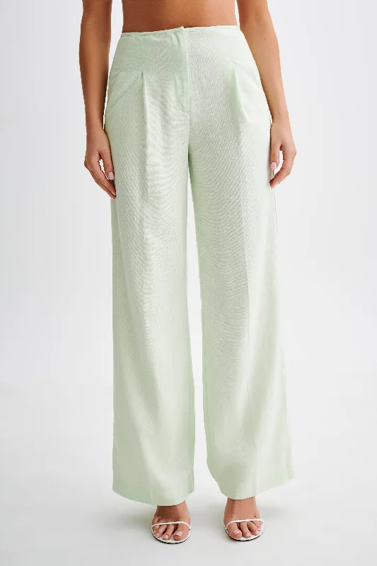 Adrina Straight Leg Linen Pant - Mint