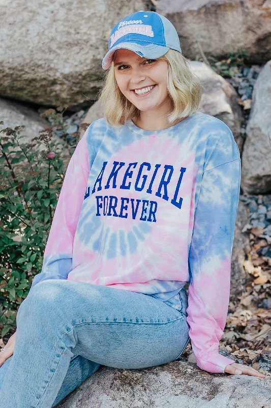 Ringspun Tie Dye Long Sleeve Tee in Pink