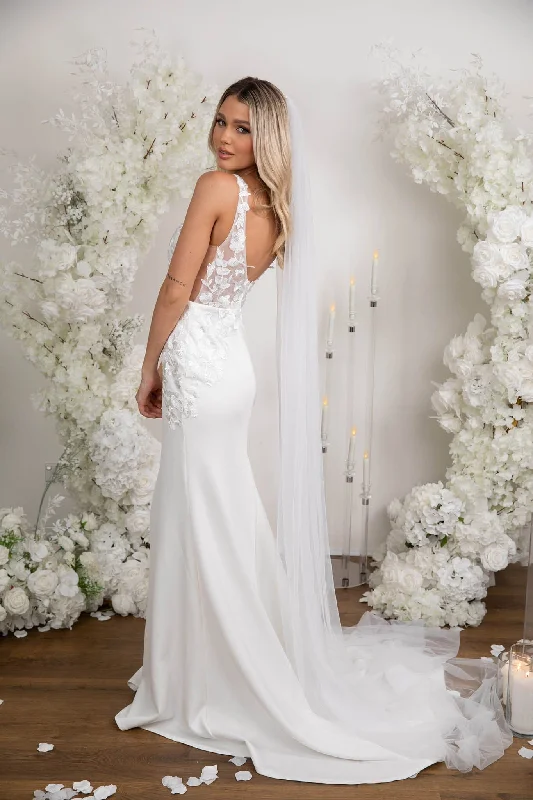 ANDREA Crepe Gown in Ivory