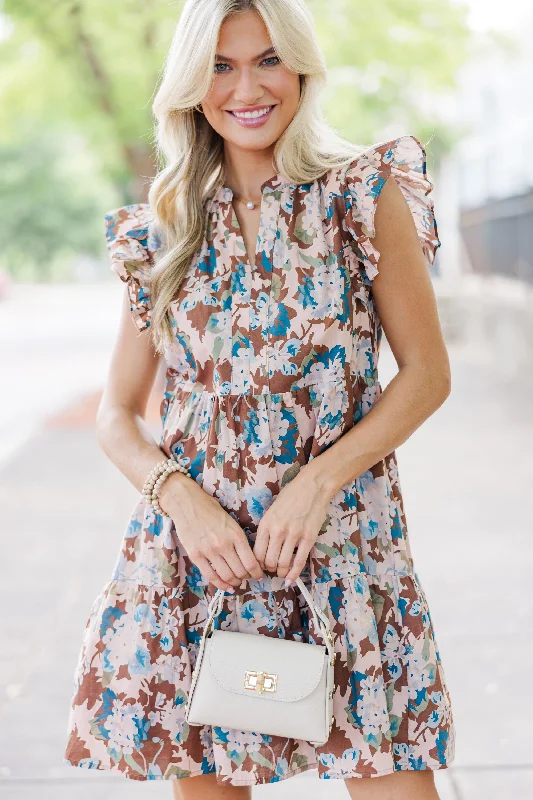 At This Time Brown Floral Dress