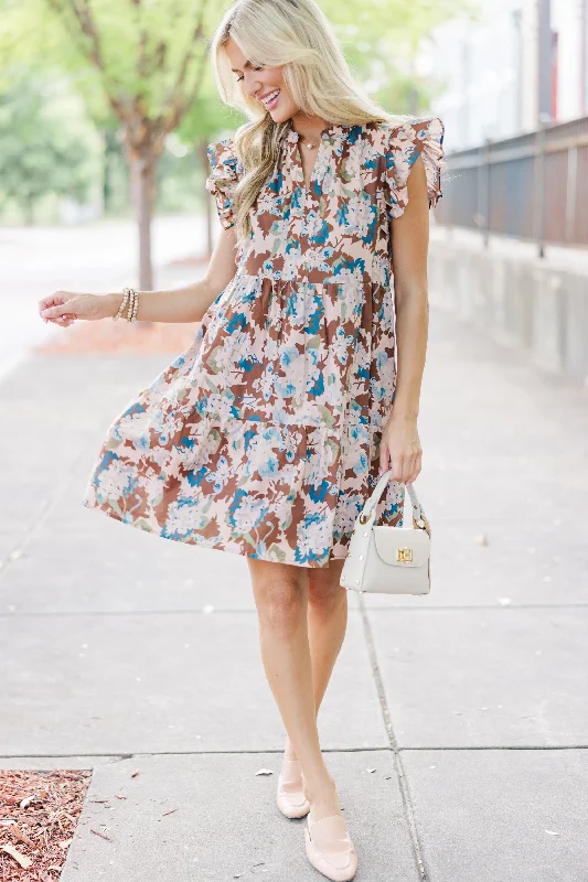 At This Time Brown Floral Dress