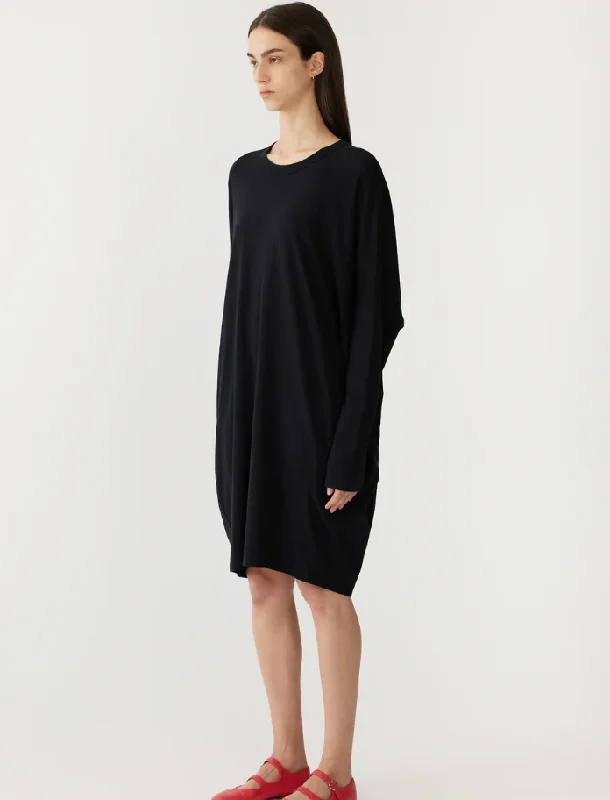 Bassike Circle Jersey Long Sleeve Dress - Black