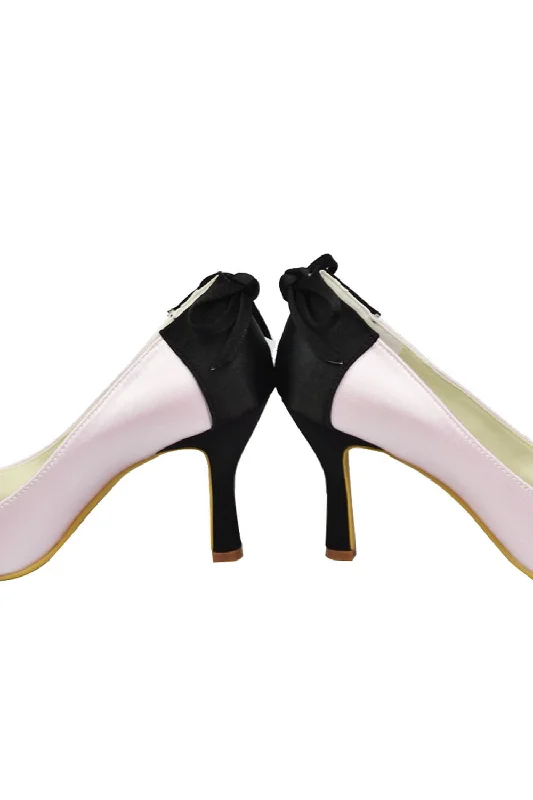 Pink And Black Handmade Close Toe Women Shoes For Prom S33