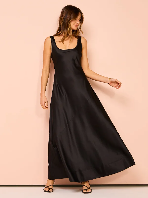 By Nicola Beneath The Stars Bias Cut Slip Dress in Black