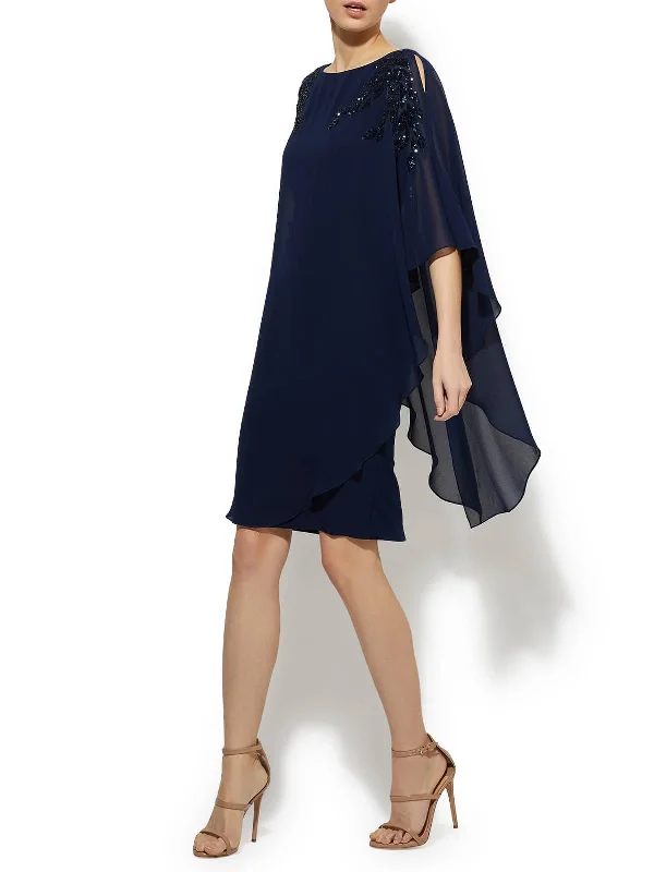 Celine Navy Sequin Chiffon Overlay Dress