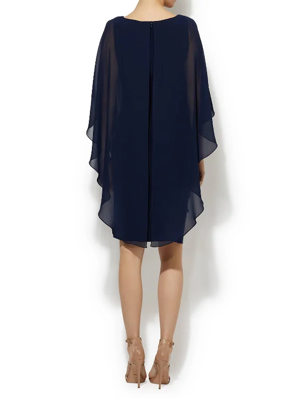 Celine Navy Sequin Chiffon Overlay Dress