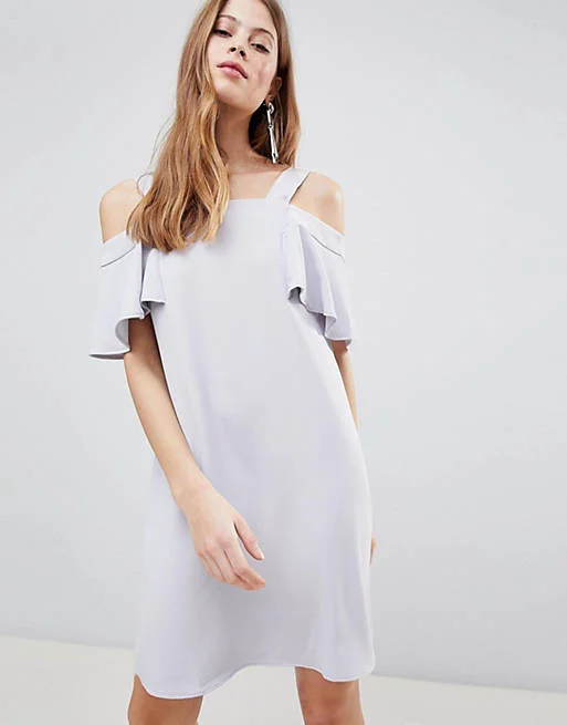 Cold Shoulder Shift Dress Grey