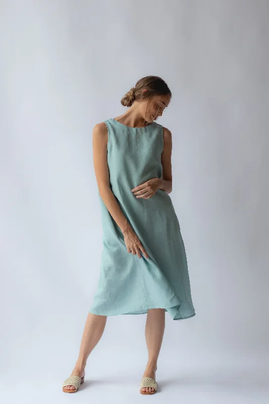 Cynthia Linen Dress Sea