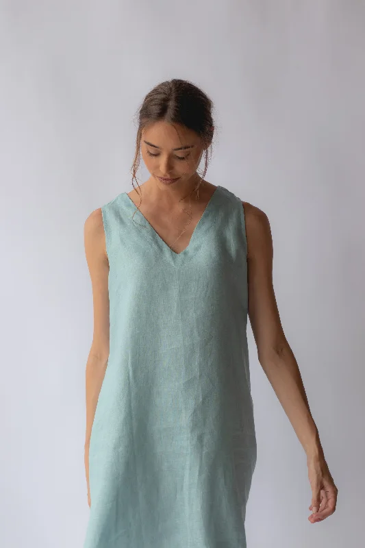 Cynthia Linen Dress Sea