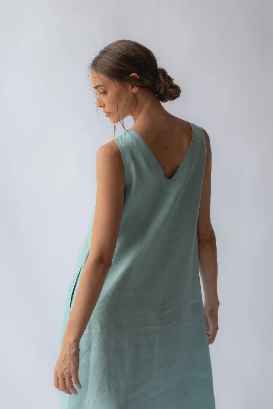 Cynthia Linen Dress Sea