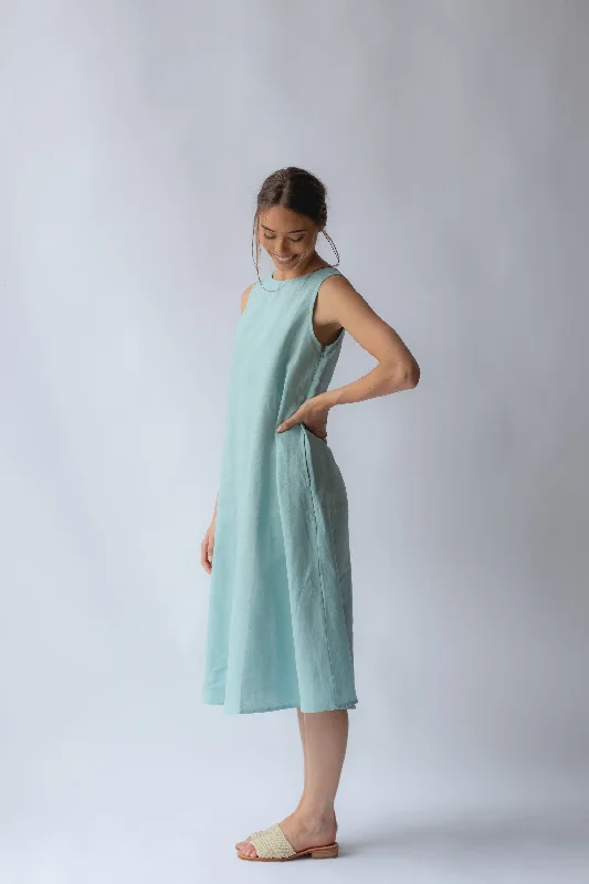 Cynthia Linen Dress Sea