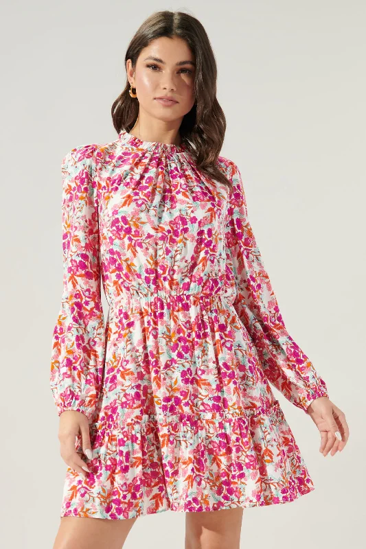 Fancy You Floral Balloon Sleeve Blouson Dress